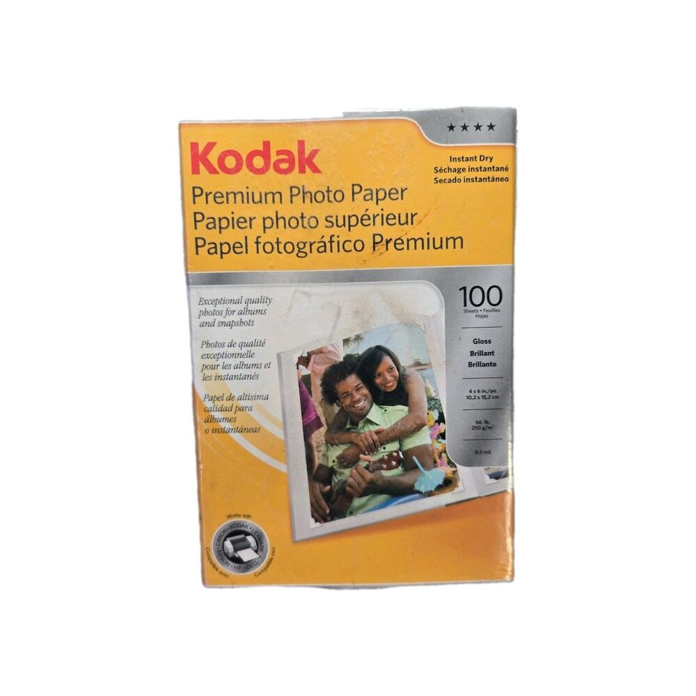 Kodak Premium Photo Paper 100 Sheets Gloss 4" x 6" 66 lb 8.5 mil Factory Sealed